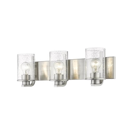 Z-LITE Beckett 3 Light Vanity, Brushed Nickel And Clear Seedy 492-3V-BN